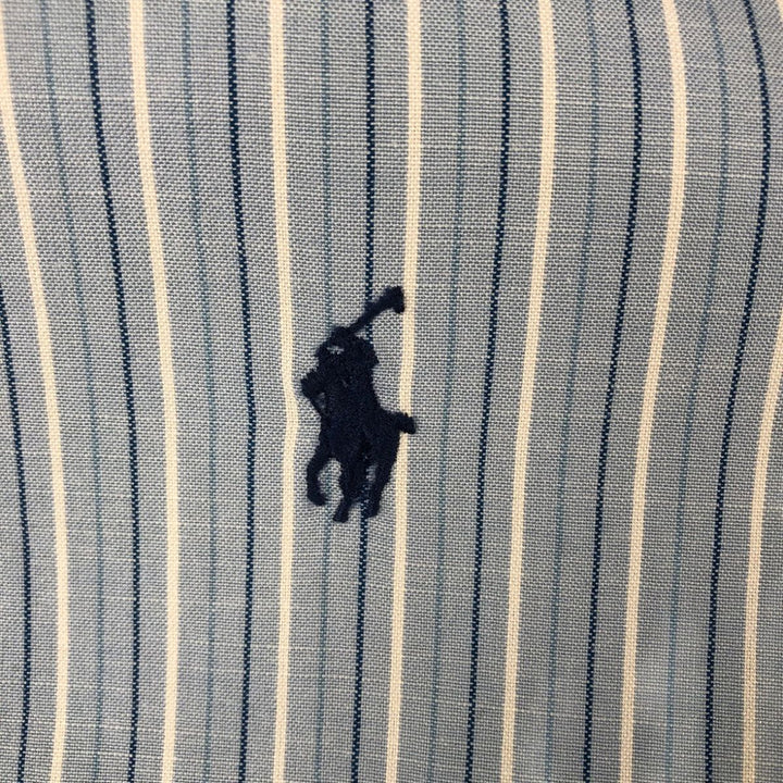 Ralph Lauren CUSTOM FIT long sleeve button down striped shirt men's size L cotton Blue type light blue Vintage Second Hand
