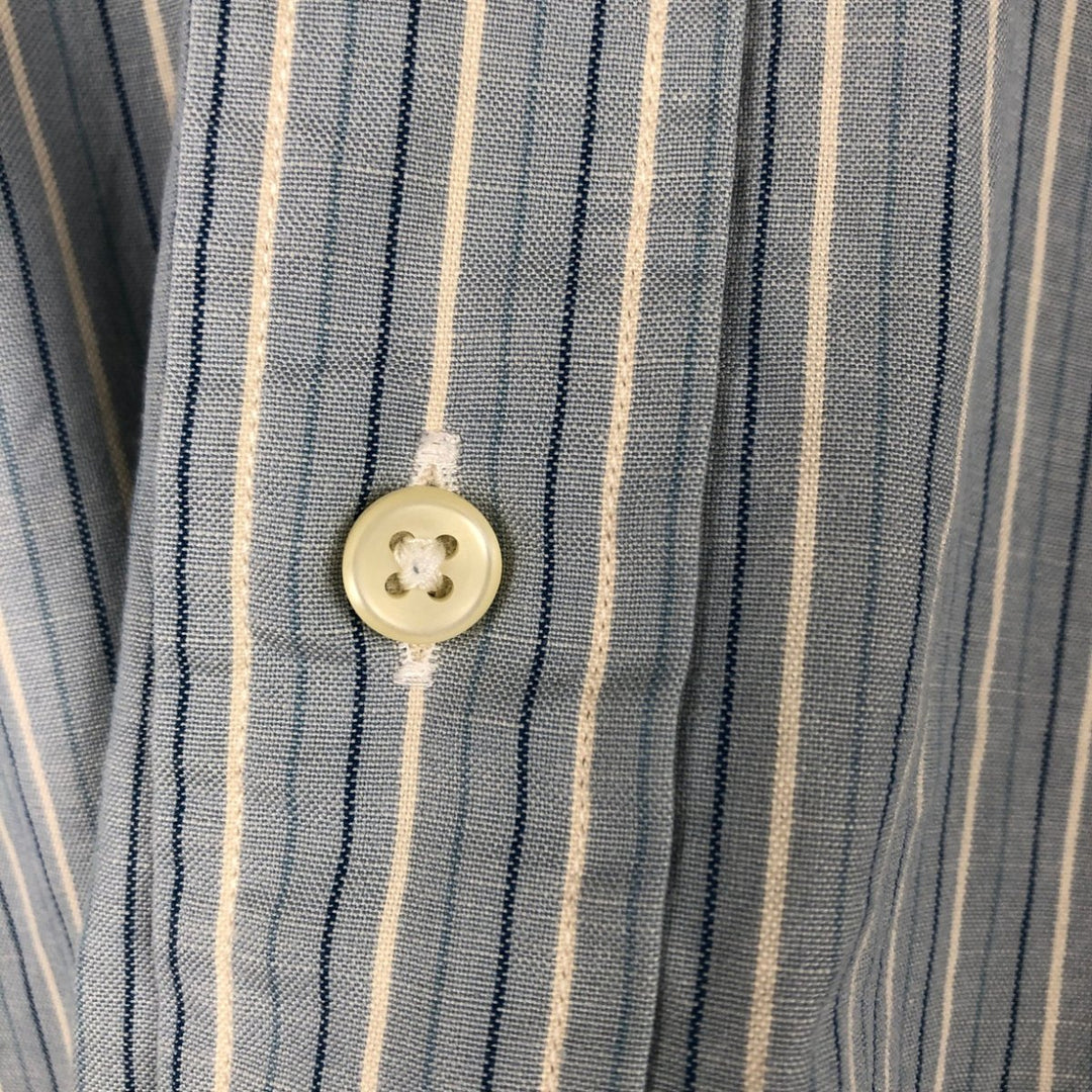 Ralph Lauren CUSTOM FIT long sleeve button down striped shirt men's size L cotton Blue type light blue Vintage Second Hand