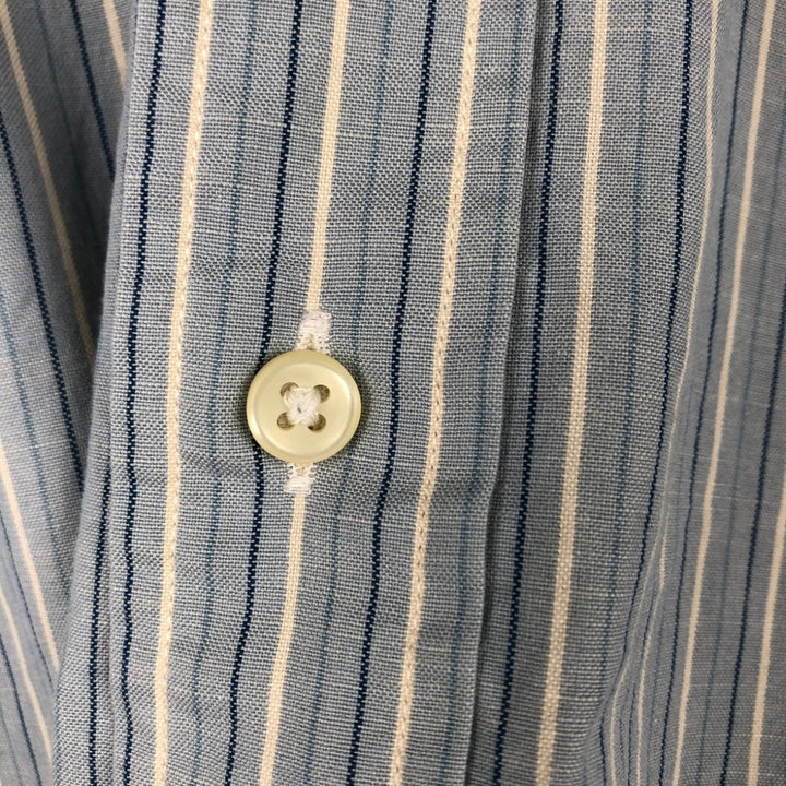 Ralph Lauren CUSTOM FIT long sleeve button down striped shirt men's size L cotton Blue type light blue Vintage Second Hand