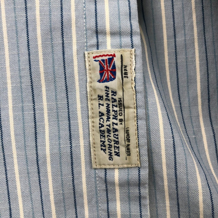 Ralph Lauren CUSTOM FIT long sleeve button down striped shirt men's size L cotton Blue type light blue Vintage Second Hand