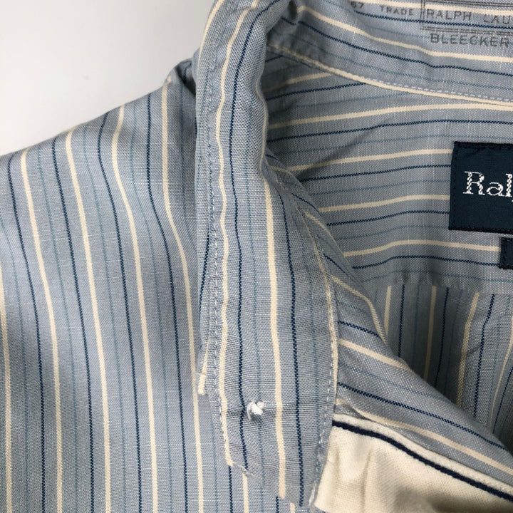 Ralph Lauren CUSTOM FIT long sleeve button down striped shirt men's size L cotton Blue type light blue Vintage Second Hand