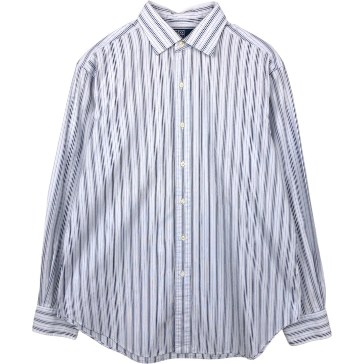 Ralph Lauren POLO by Ralph Lauren PHILIP Multi-stripe Long-Sleeve Cotton Stripe Shirt, Men's Size L (approx.) cotton white type Vintage Second Hand
