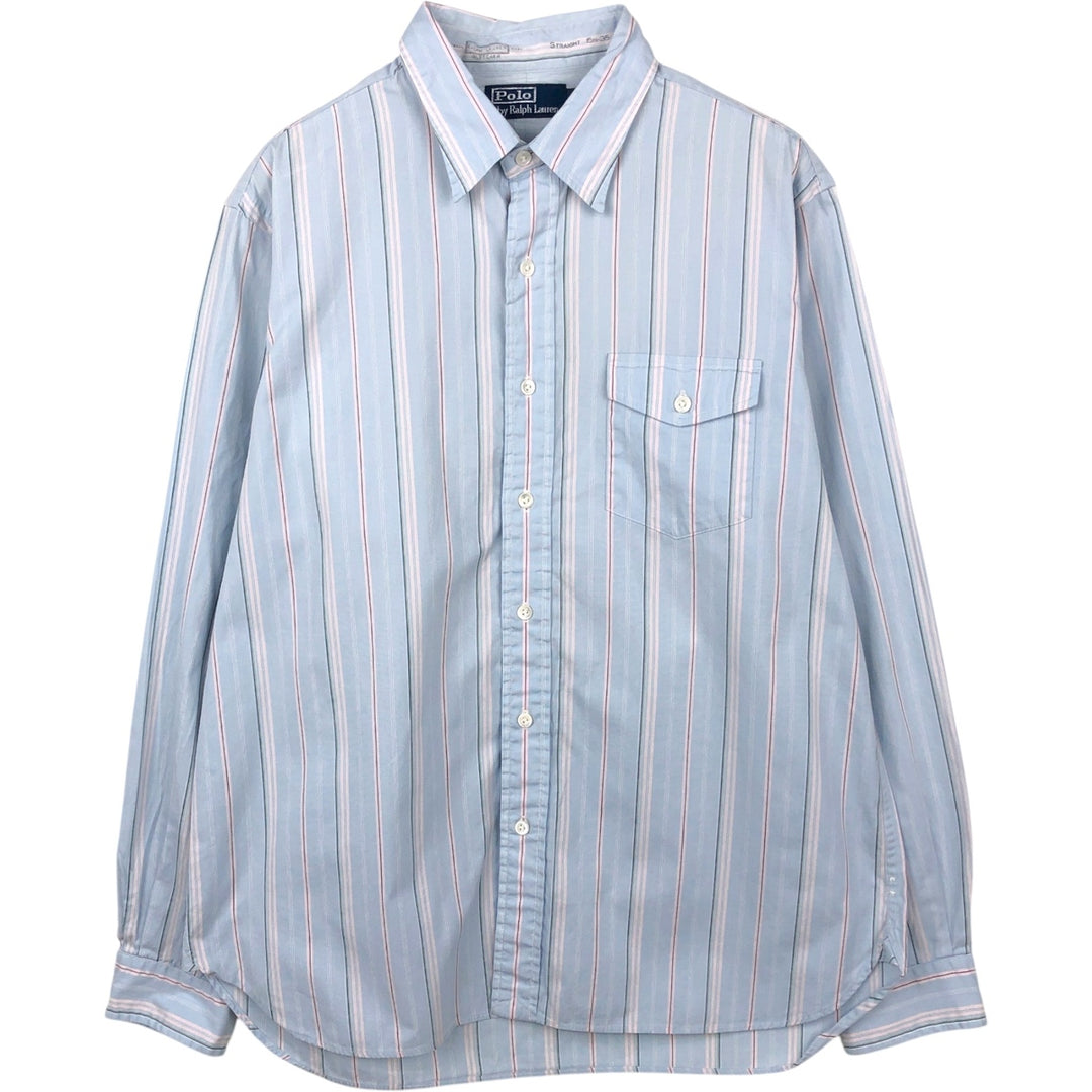 Ralph Lauren POLO by Ralph Lauren Multi-Stripe Long Sleeve Cotton Striped Shirt, Men's Size L cotton Blue type light blue Vintage Second Hand