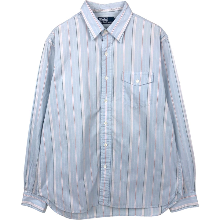 Ralph Lauren POLO by Ralph Lauren Multi-Stripe Long Sleeve Cotton Striped Shirt, Men's Size L cotton Blue type light blue Vintage Second Hand