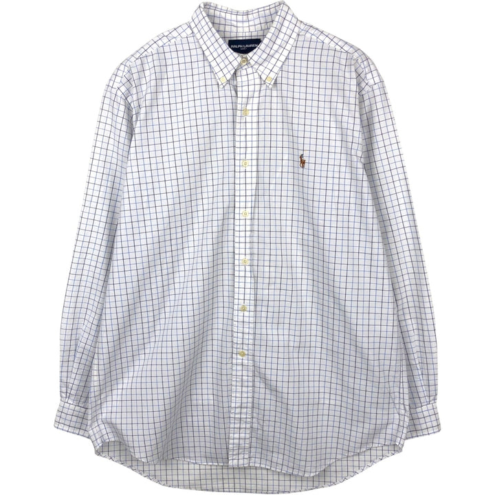Ralph Lauren Golf Classic Fit Long-Sleeve Button-Down Check Shirt, Men's Size L (approx.) cotton white type Vintage Second Hand
