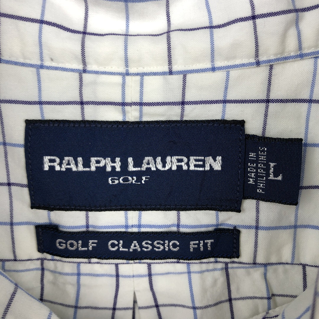 Ralph Lauren Golf Classic Fit Long-Sleeve Button-Down Check Shirt, Men's Size L (approx.) cotton white type Vintage Second Hand