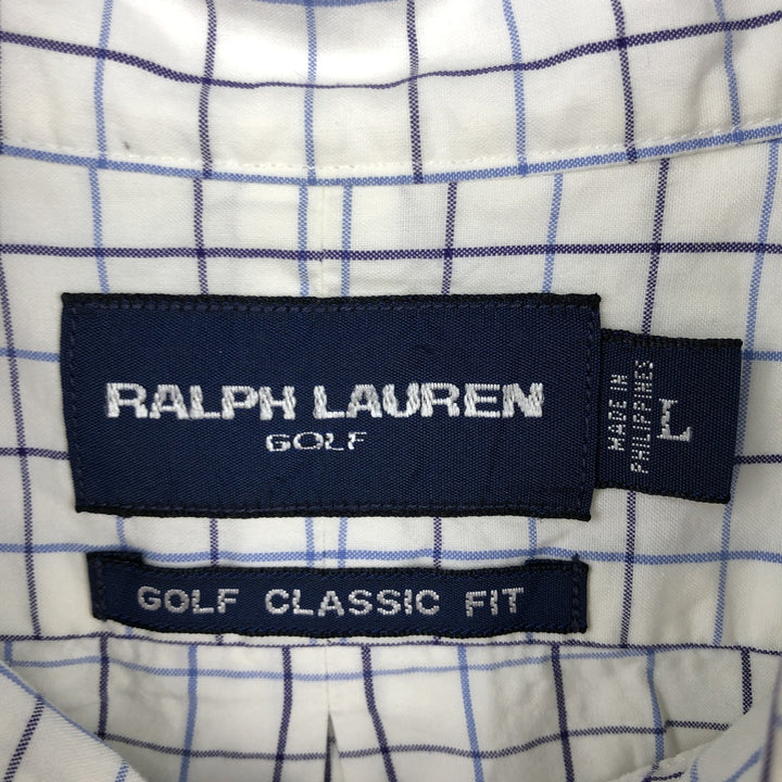 Ralph Lauren Golf Classic Fit Long-Sleeve Button-Down Check Shirt, Men's Size L (approx.) cotton white type Vintage Second Hand