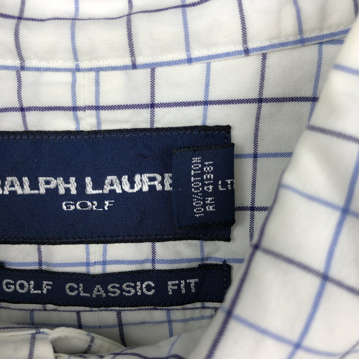 Ralph Lauren Golf Classic Fit Long-Sleeve Button-Down Check Shirt, Men's Size L (approx.) cotton white type Vintage Second Hand