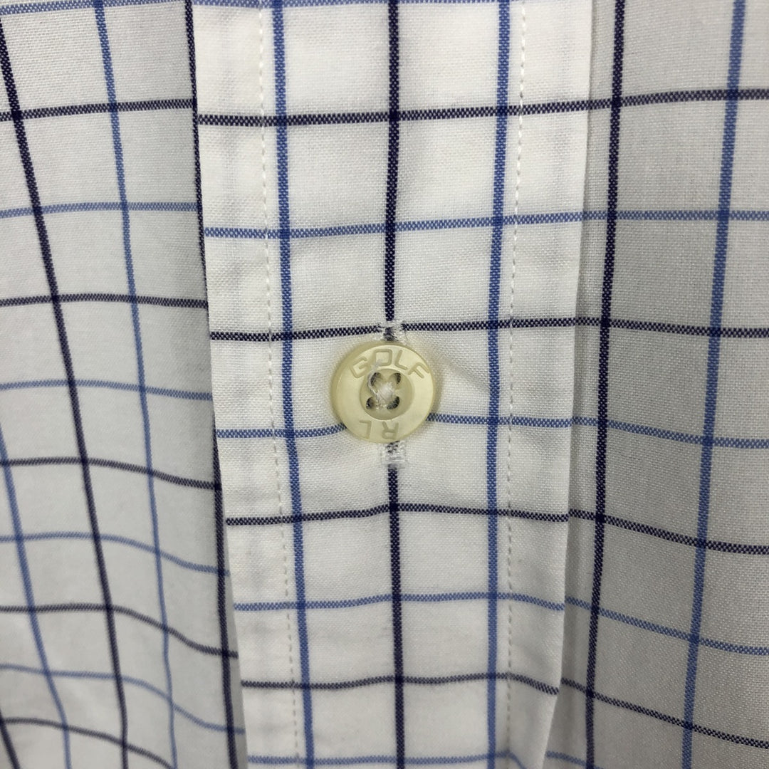 Ralph Lauren Golf Classic Fit Long-Sleeve Button-Down Check Shirt, Men's Size L (approx.) cotton white type Vintage Second Hand