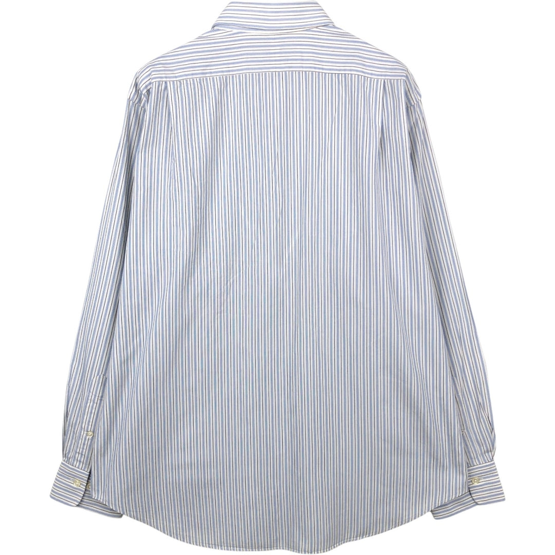 Ralph Lauren POLO by Ralph Lauren CURHAM Multi-stripe Long-Sleeve Cotton Stripe Shirt, Men's Size L (approx.) cotton white type Vintage Second Hand