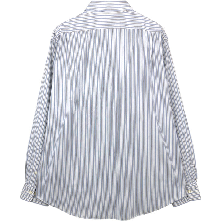 Ralph Lauren POLO by Ralph Lauren CURHAM Multi-stripe Long-Sleeve Cotton Stripe Shirt, Men's Size L (approx.) cotton white type Vintage Second Hand
