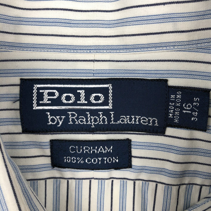 Ralph Lauren POLO by Ralph Lauren CURHAM Multi-stripe Long-Sleeve Cotton Stripe Shirt, Men's Size L (approx.) cotton white type Vintage Second Hand
