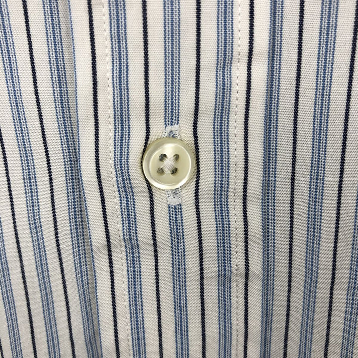 Ralph Lauren POLO by Ralph Lauren CURHAM Multi-stripe Long-Sleeve Cotton Stripe Shirt, Men's Size L (approx.) cotton white type Vintage Second Hand