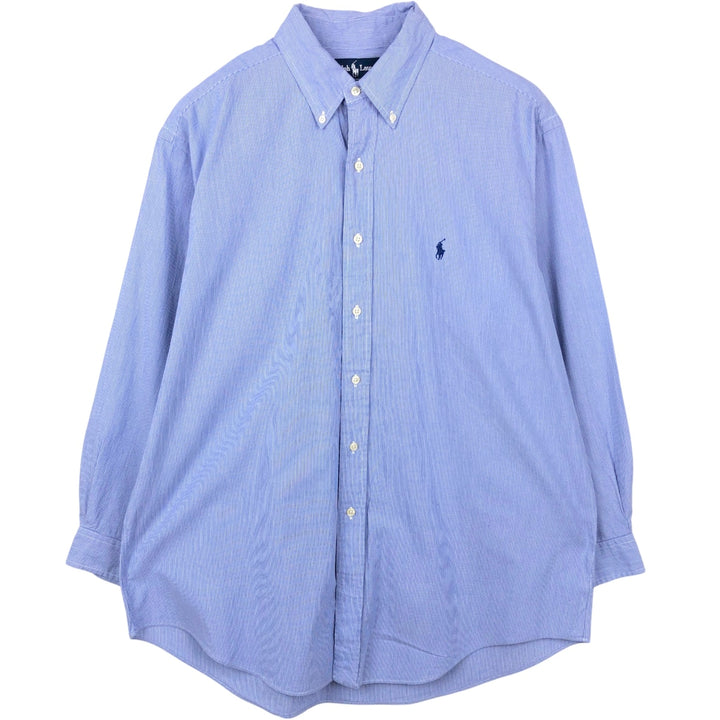 Ralph Lauren YARMOUTH Long Sleeve Button-Down Striped Shirt, Men's Size L cotton Blue type light blue Vintage Second Hand