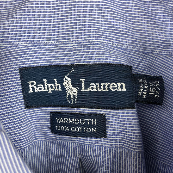 Ralph Lauren YARMOUTH Long Sleeve Button-Down Striped Shirt, Men's Size L cotton Blue type light blue Vintage Second Hand