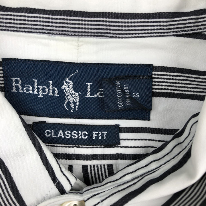 Ralph Lauren POLO by Ralph Lauren CLASSIC FIT Multi-stripe Long-Sleeve Button-Down Stripe Shirt, Men's Size L (approx.) cotton white type Vintage Second Hand