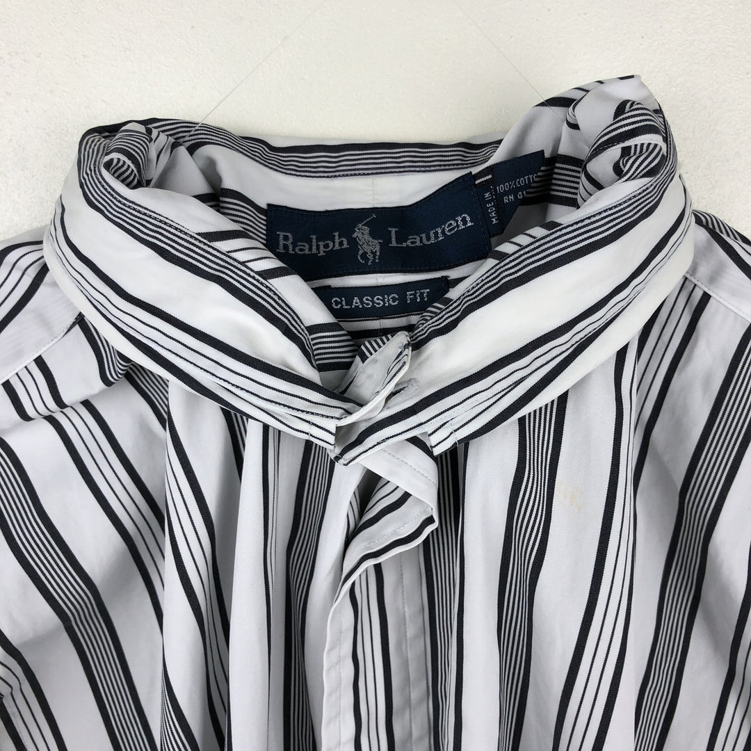Ralph Lauren POLO by Ralph Lauren CLASSIC FIT Multi-stripe Long-Sleeve Button-Down Stripe Shirt, Men's Size L (approx.) cotton white type Vintage Second Hand