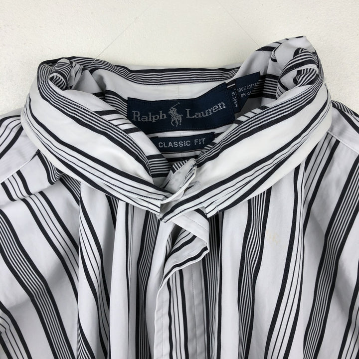 Ralph Lauren POLO by Ralph Lauren CLASSIC FIT Multi-stripe Long-Sleeve Button-Down Stripe Shirt, Men's Size L (approx.) cotton white type Vintage Second Hand