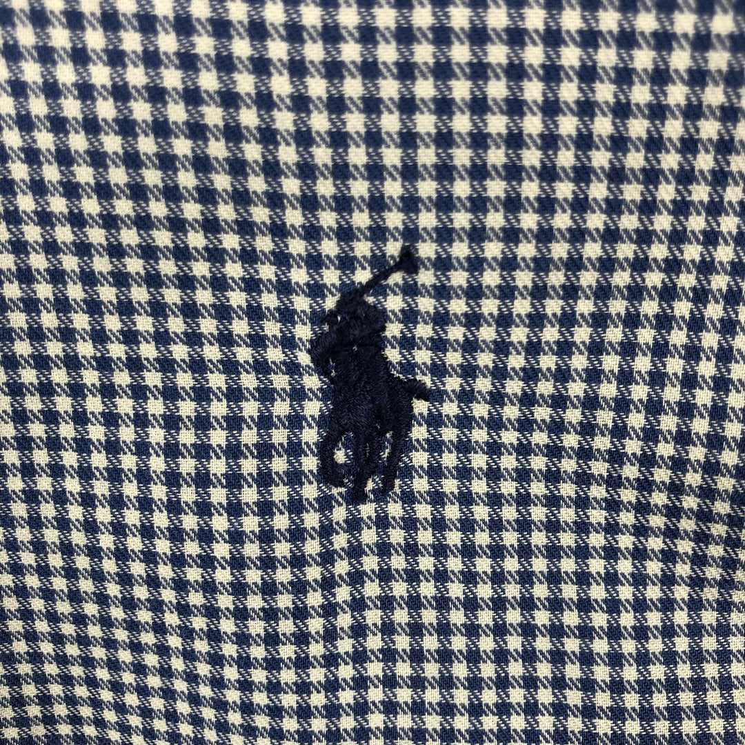 Ralph Lauren GOLF TILDEN Gingham Check Long-Sleeve Button-Down Check Shirt, Men's Size XL (approx.) cotton blue type Vintage Second Hand