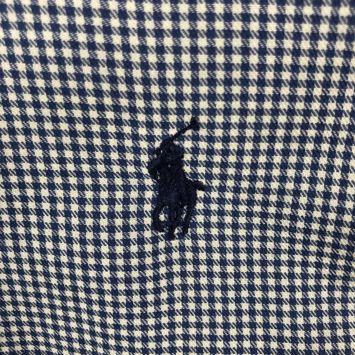 Ralph Lauren GOLF TILDEN Gingham Check Long-Sleeve Button-Down Check Shirt, Men's Size XL (approx.) cotton blue type Vintage Second Hand