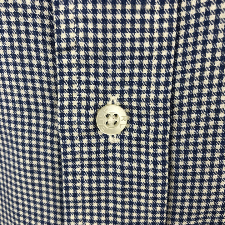 Ralph Lauren GOLF TILDEN Gingham Check Long-Sleeve Button-Down Check Shirt, Men's Size XL (approx.) cotton blue type Vintage Second Hand