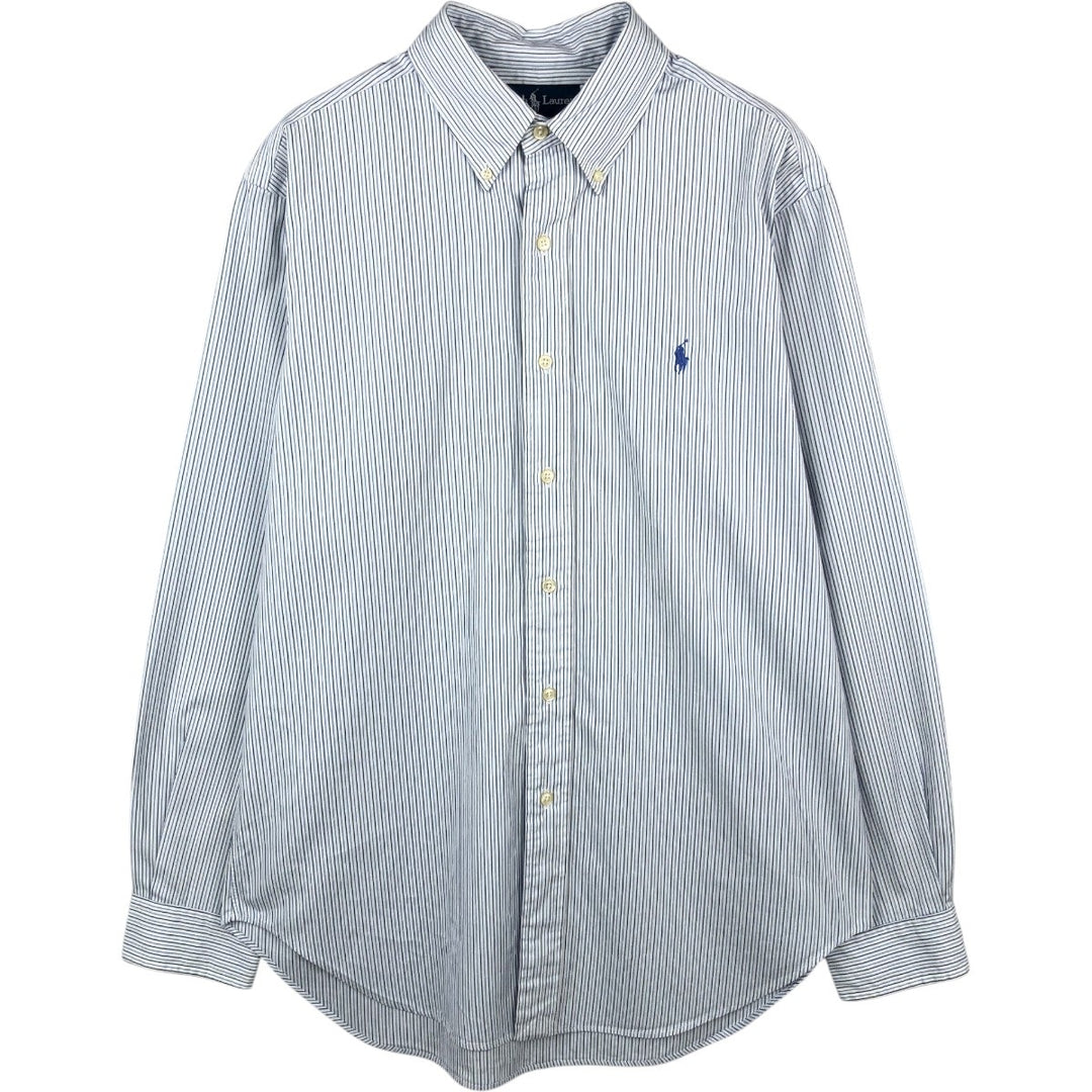 Ralph Lauren Classic Fit Long Sleeve Button Down Striped Shirt Men's Size L cotton white type Vintage Second Hand