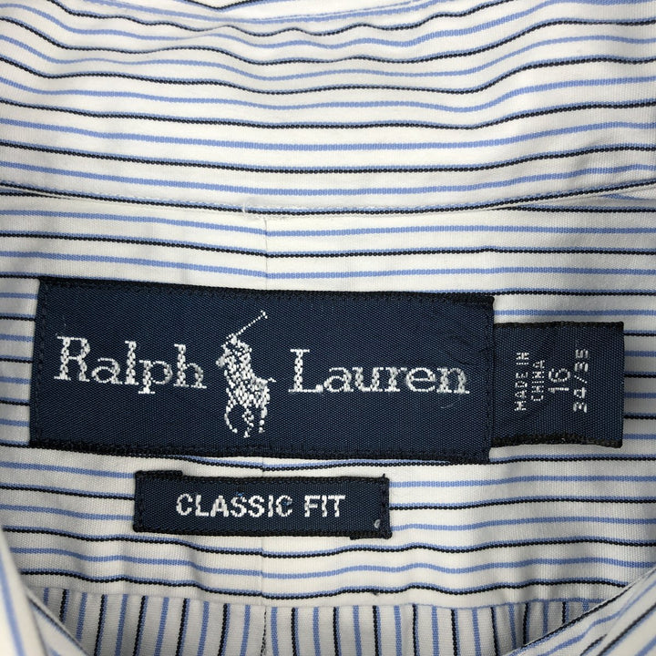 Ralph Lauren Classic Fit Long Sleeve Button Down Striped Shirt Men's Size L cotton white type Vintage Second Hand