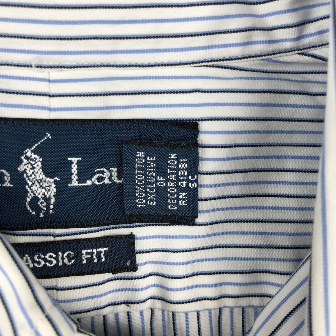 Ralph Lauren Classic Fit Long Sleeve Button Down Striped Shirt Men's Size L cotton white type Vintage Second Hand