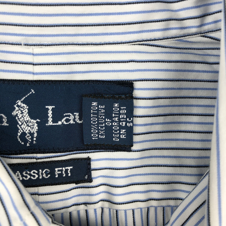 Ralph Lauren Classic Fit Long Sleeve Button Down Striped Shirt Men's Size L cotton white type Vintage Second Hand