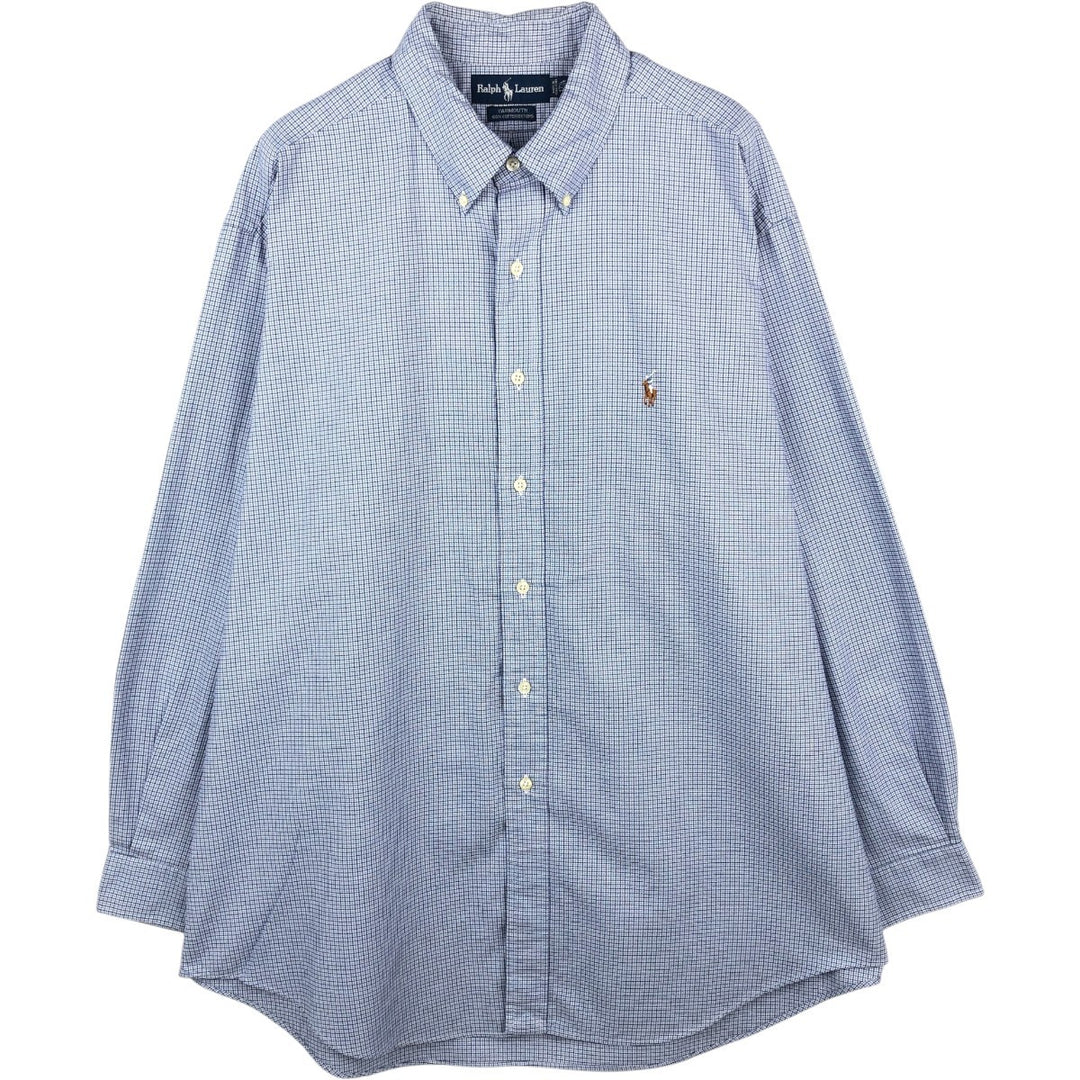 Ralph Lauren YARMOUTH Long Sleeve Button Down Check Shirt Men's XXL cotton blue type Vintage Second Hand