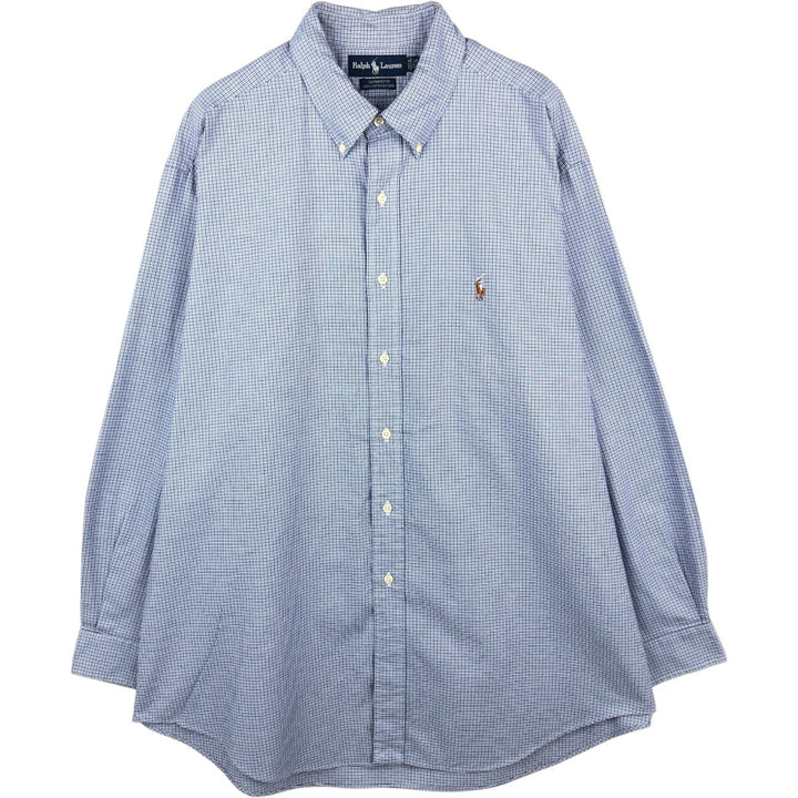 Ralph Lauren YARMOUTH Long Sleeve Button Down Check Shirt Men's XXL cotton blue type Vintage Second Hand