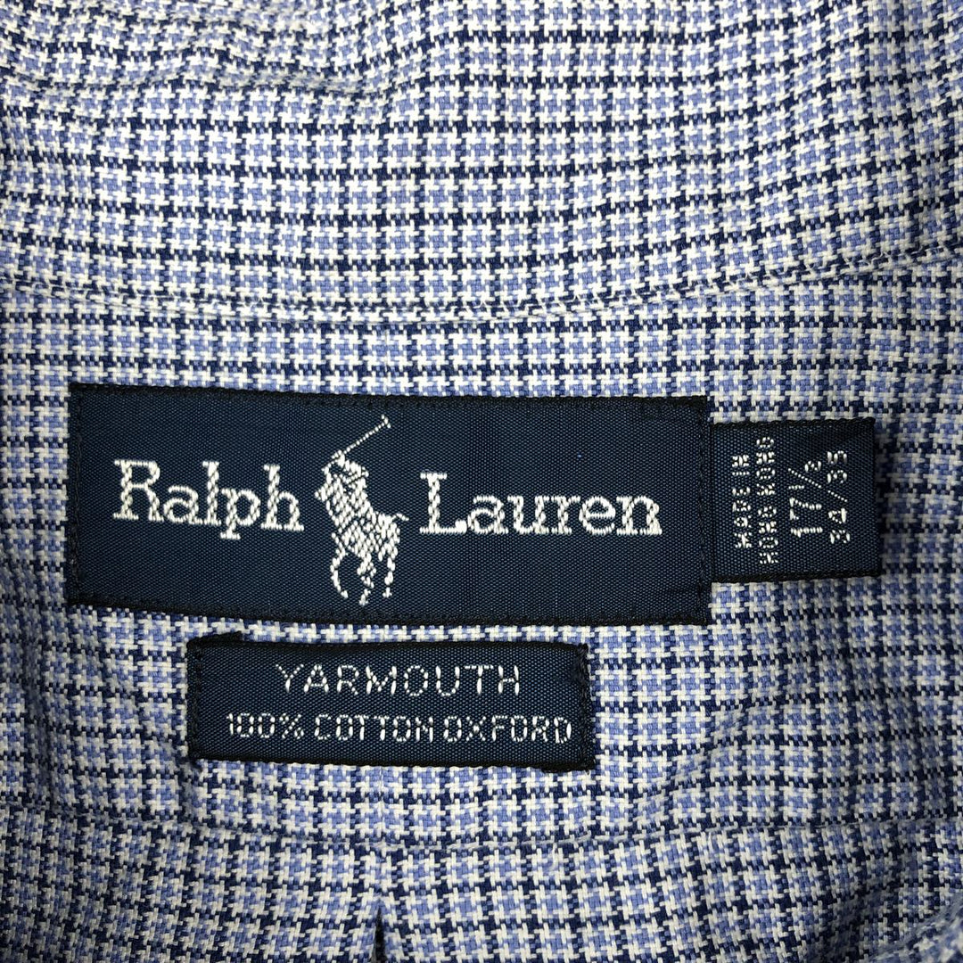 Ralph Lauren YARMOUTH Long Sleeve Button Down Check Shirt Men's XXL cotton blue type Vintage Second Hand