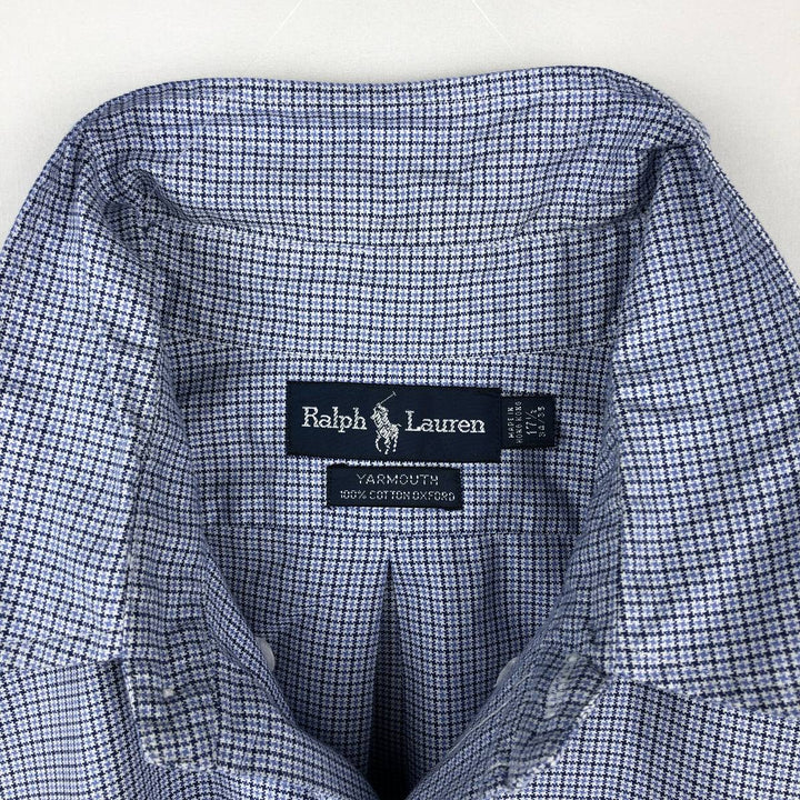 Ralph Lauren YARMOUTH Long Sleeve Button Down Check Shirt Men's XXL cotton blue type Vintage Second Hand