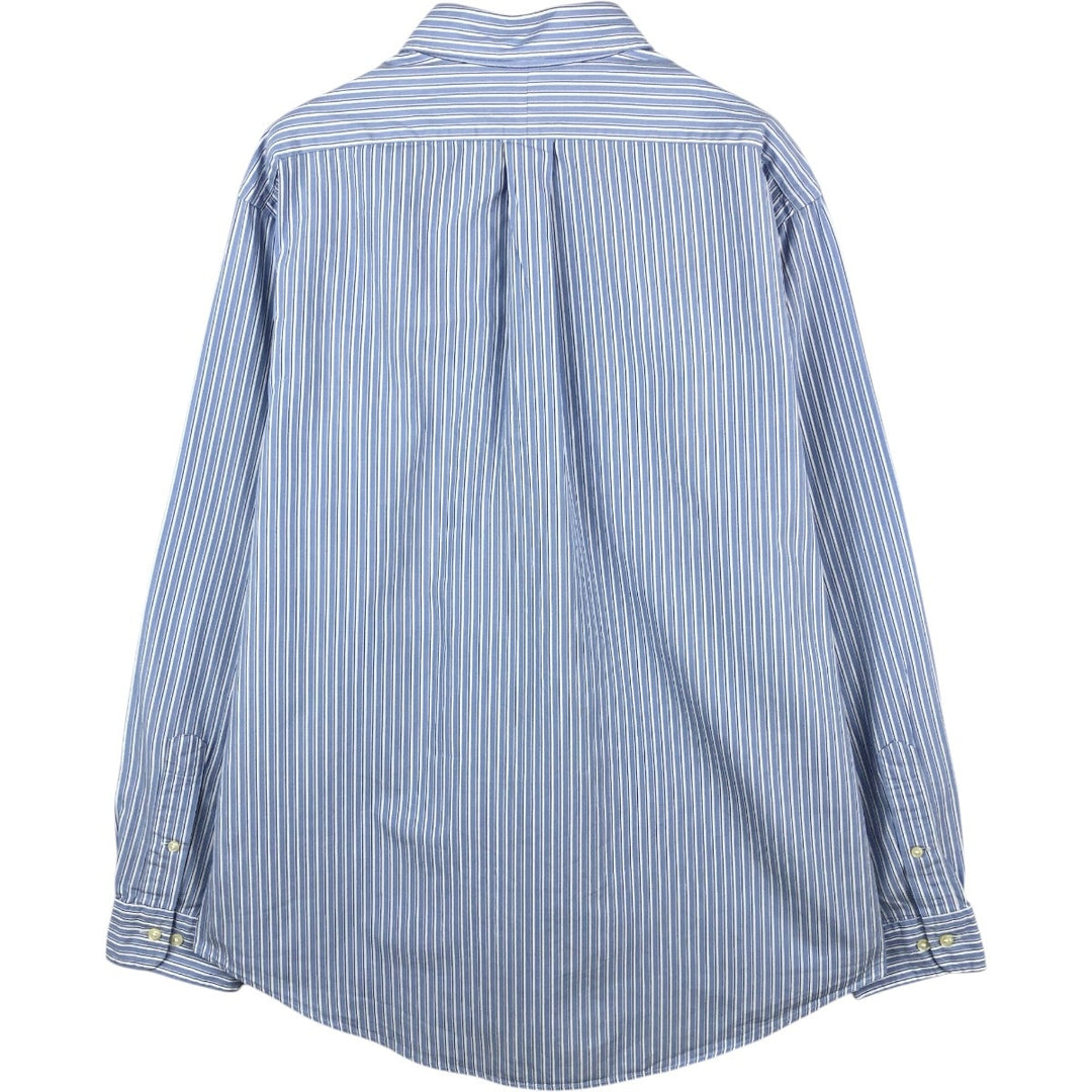 Ralph Lauren CUSTOM FIT long sleeve button down striped shirt men's XL size cotton Blue type light blue Vintage Second Hand