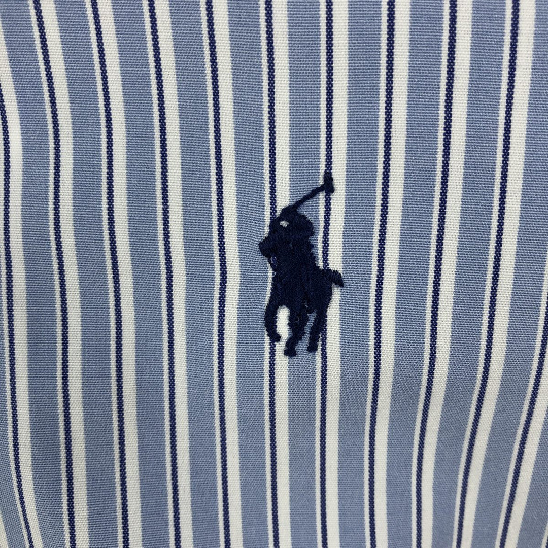 Ralph Lauren CUSTOM FIT long sleeve button down striped shirt men's XL size cotton Blue type light blue Vintage Second Hand