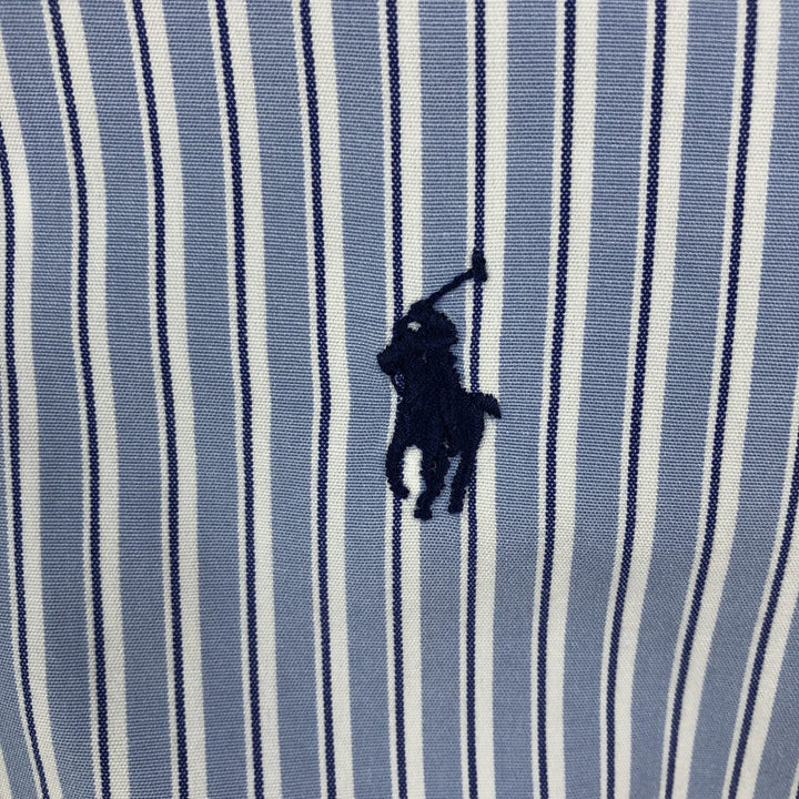 Ralph Lauren CUSTOM FIT long sleeve button down striped shirt men's XL size cotton Blue type light blue Vintage Second Hand