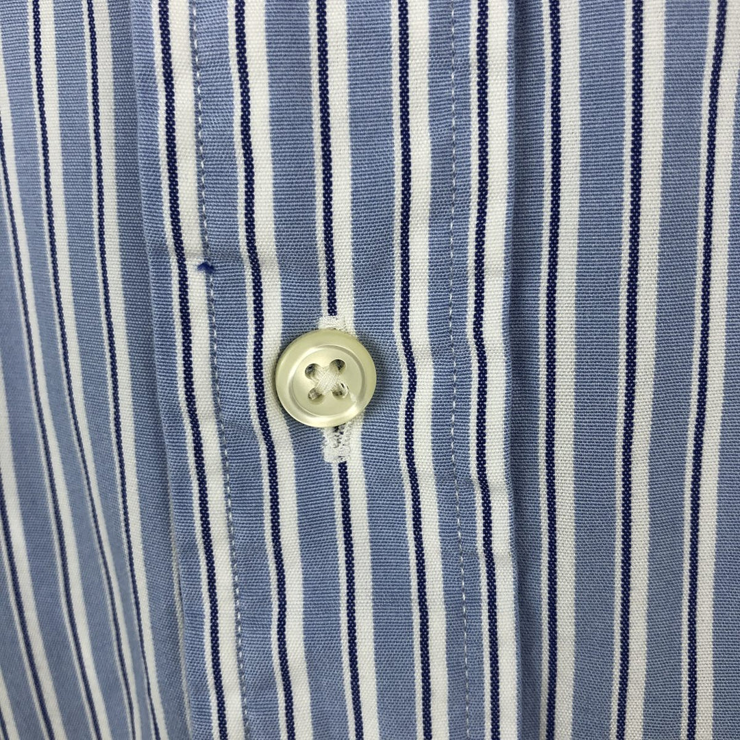 Ralph Lauren CUSTOM FIT long sleeve button down striped shirt men's XL size cotton Blue type light blue Vintage Second Hand