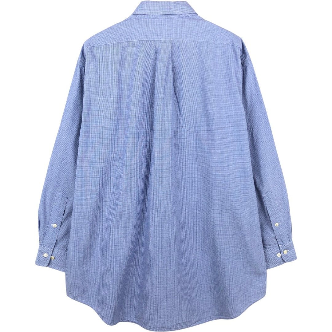 Ralph Lauren YARMOUTH Long Sleeve Button-Down Check Shirt, Men's Size L cotton Blue type light blue Vintage Second Hand