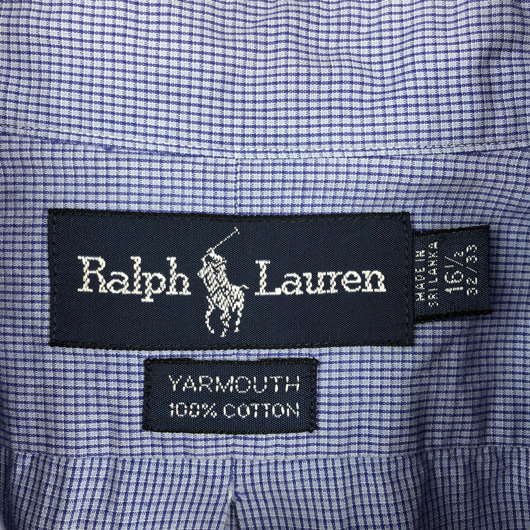 Ralph Lauren YARMOUTH Long Sleeve Button-Down Check Shirt, Men's Size L cotton Blue type light blue Vintage Second Hand