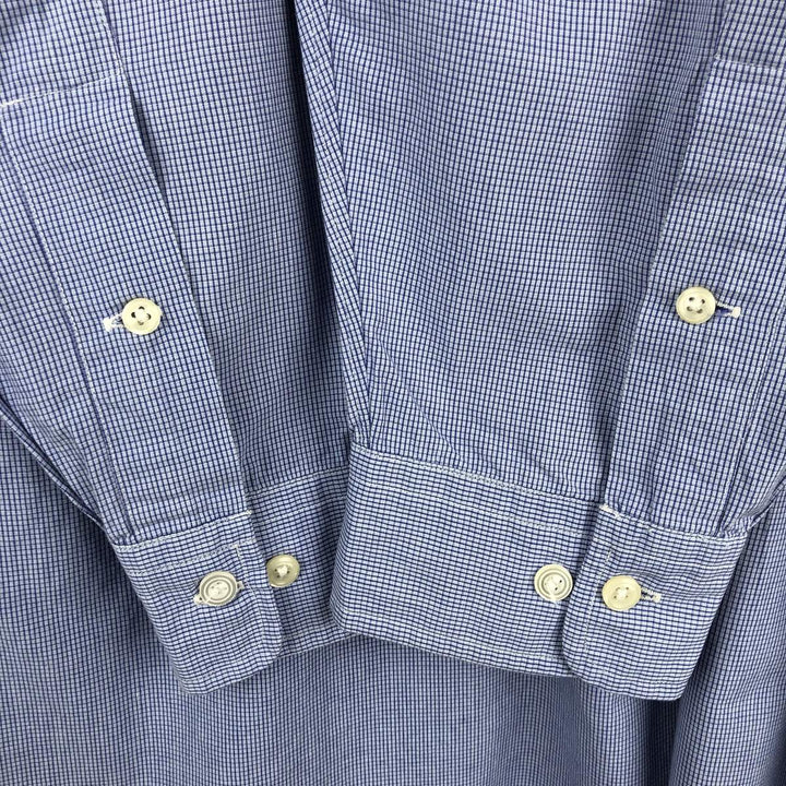 Ralph Lauren YARMOUTH Long Sleeve Button-Down Check Shirt, Men's Size L cotton Blue type light blue Vintage Second Hand