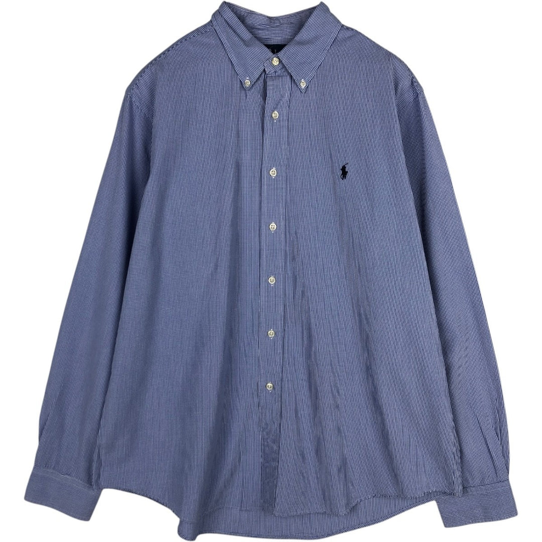Ralph Lauren CUSTOM FIT long sleeve button down check shirt men's XL size cotton blue type Vintage Second Hand