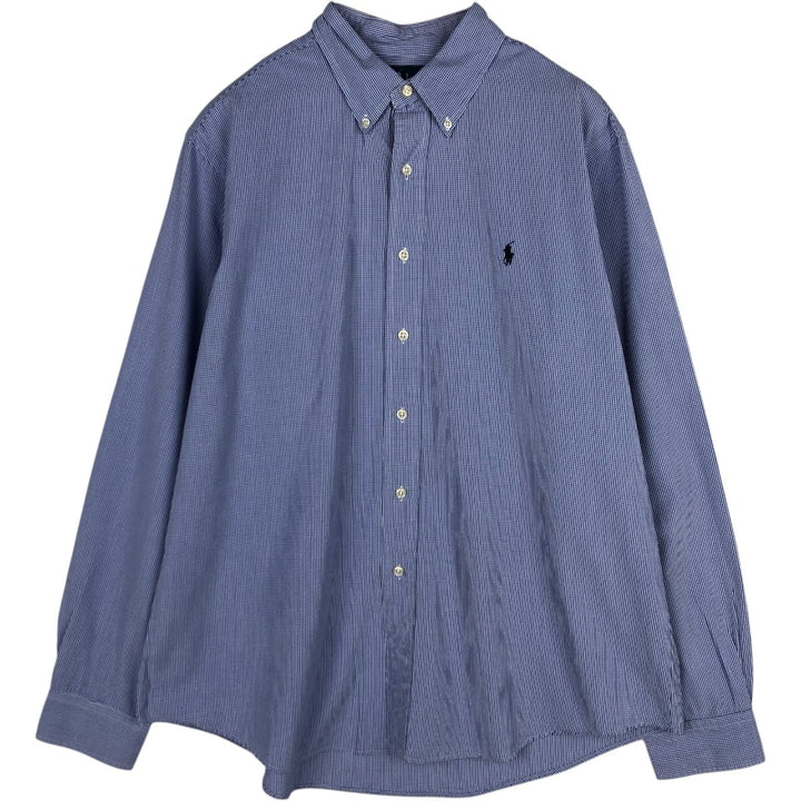 Ralph Lauren CUSTOM FIT long sleeve button down check shirt men's XL size cotton blue type Vintage Second Hand