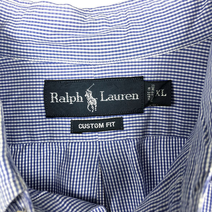 Ralph Lauren CUSTOM FIT long sleeve button down check shirt men's XL size cotton blue type Vintage Second Hand
