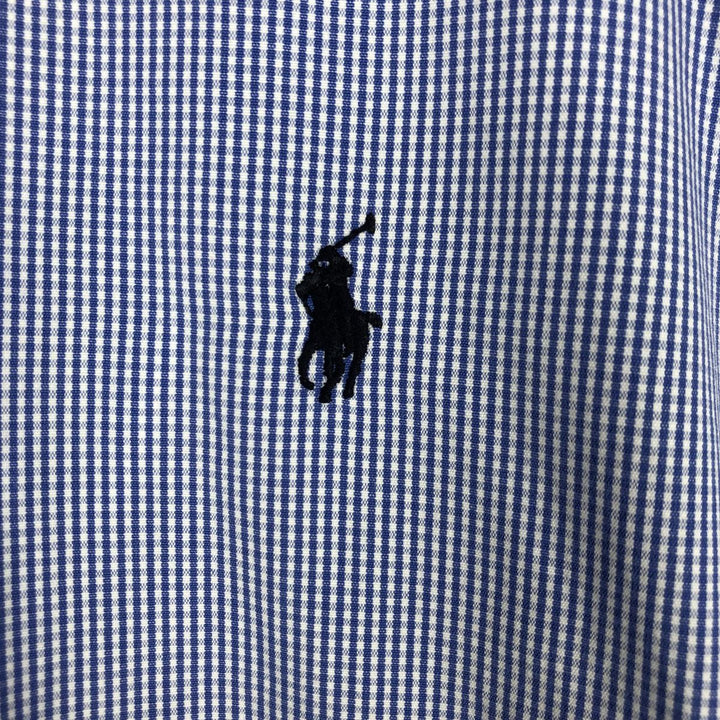 Ralph Lauren CUSTOM FIT long sleeve button down check shirt men's XL size cotton blue type Vintage Second Hand