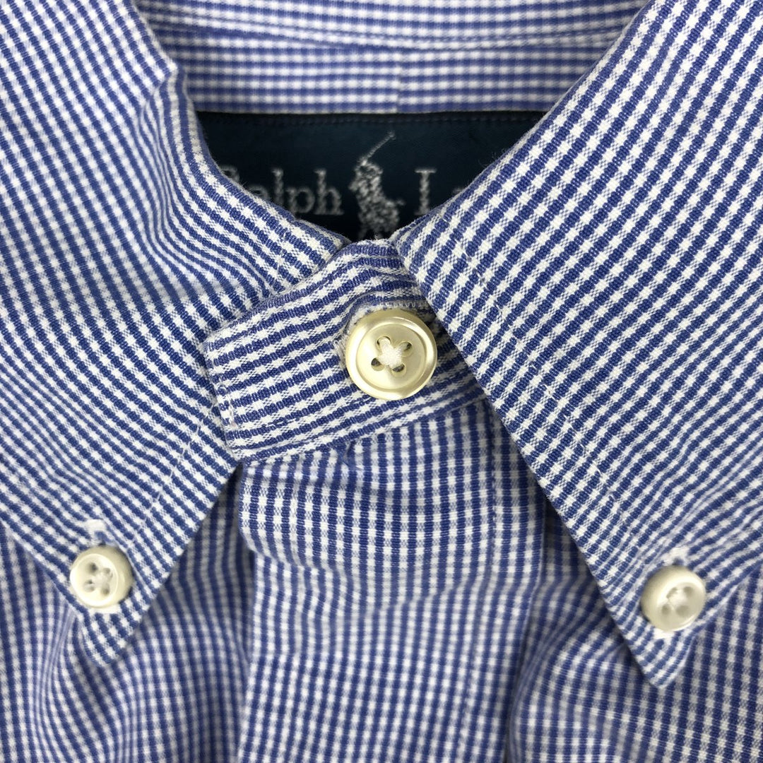 Ralph Lauren CUSTOM FIT long sleeve button down check shirt men's XL size cotton blue type Vintage Second Hand