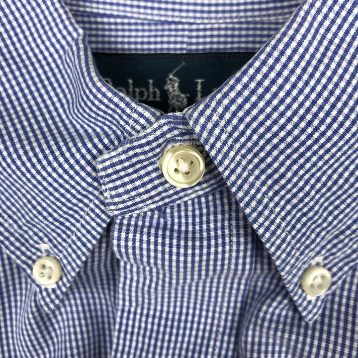 Ralph Lauren CUSTOM FIT long sleeve button down check shirt men's XL size cotton blue type Vintage Second Hand
