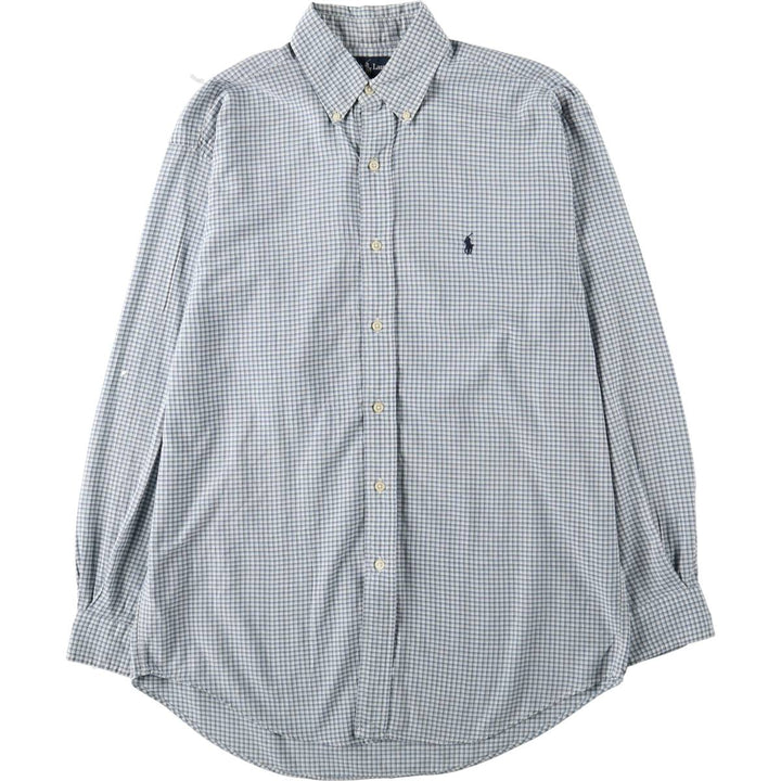 Ralph Lauren BLAKE long sleeve button down check shirt, men's size M cotton blue type Vintage Second Hand