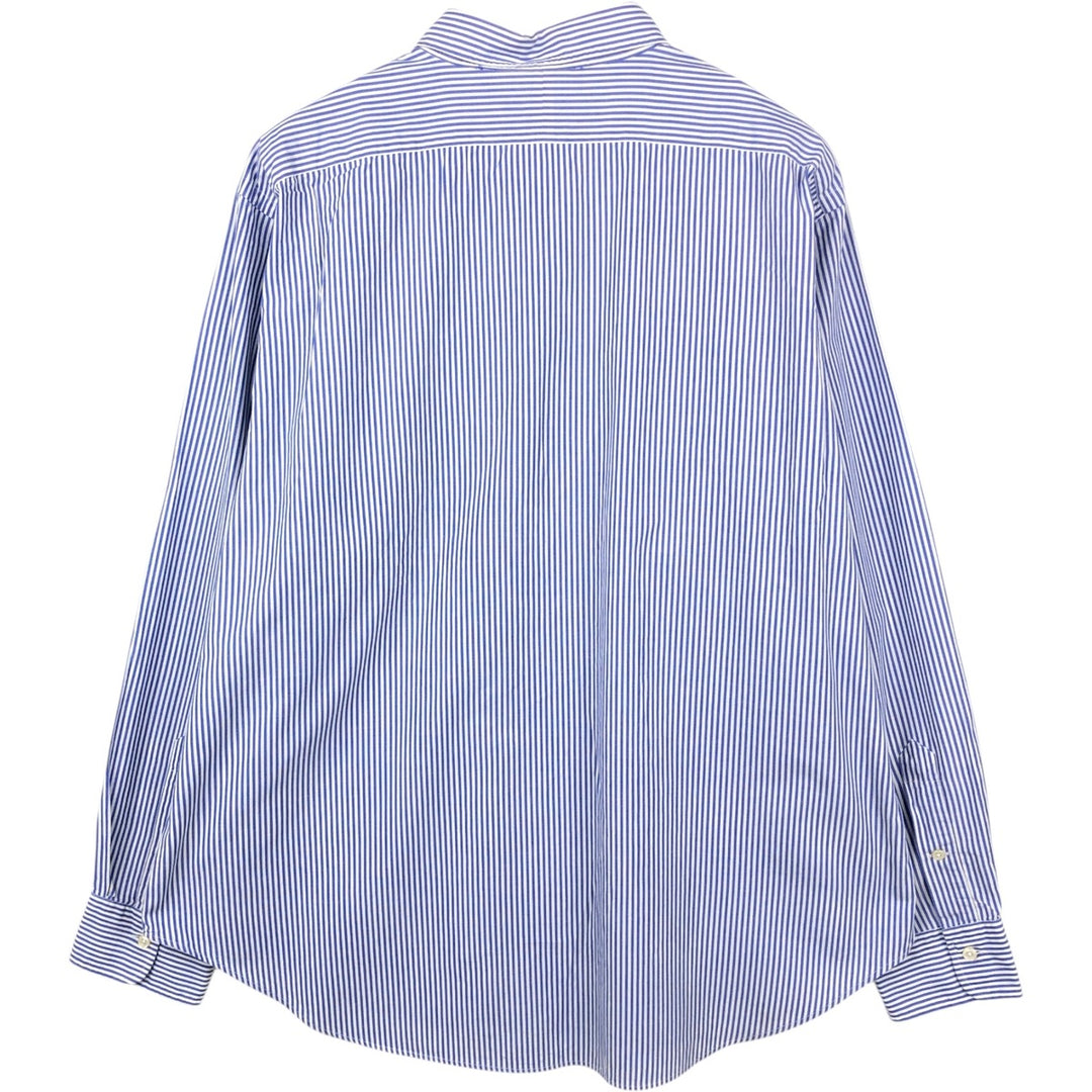 Ralph Lauren POLO by Ralph Lauren LOWELL long sleeve cotton striped shirt, men's XL size cotton blue type Vintage Second Hand