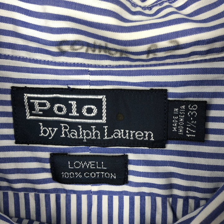 Ralph Lauren POLO by Ralph Lauren LOWELL long sleeve cotton striped shirt, men's XL size cotton blue type Vintage Second Hand