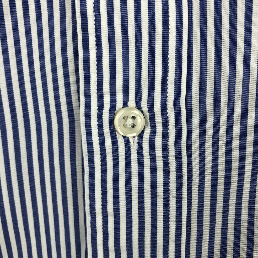 Ralph Lauren POLO by Ralph Lauren LOWELL long sleeve cotton striped shirt, men's XL size cotton blue type Vintage Second Hand